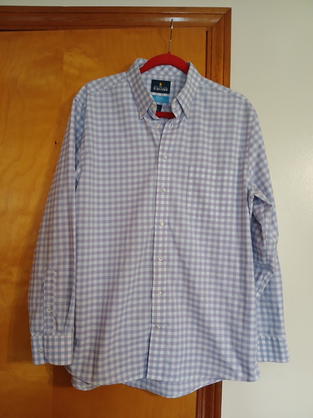 Stafford Men's Lavender Check Button-Down Dress Shirt